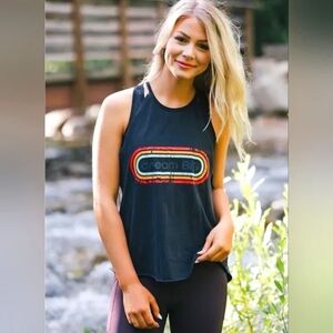 Zyia Active Black Graphic "Dream Big" Flowy Yoga Tank Top Like New XS